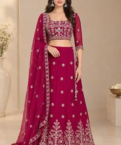 Georgette Hand Embroidered Mirror Work Lehenga Choli