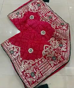 Jaipuri Bandhej Saree with Gotta Patti Work & Designer Blouse 11 Jaipuri Bandhej Saree with Gotta Patti Work & Designer Blouse - Image 2