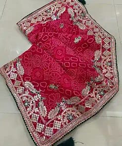 Jaipuri Bandhej Saree with Gotta Patti Work & Designer Blouse 12 Jaipuri Bandhej Saree with Gotta Patti Work & Designer Blouse - Image 3