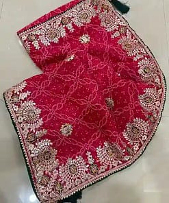 Jaipuri Bandhej Saree with Gotta Patti Work & Designer Blouse 13 Jaipuri Bandhej Saree with Gotta Patti Work & Designer Blouse - Image 4