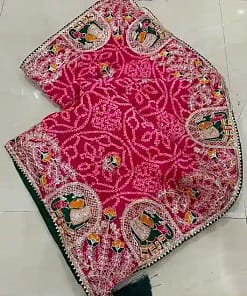 Jaipuri Bandhej Saree with Gotta Patti Work & Designer Blouse 14 Jaipuri Bandhej Saree with Gotta Patti Work & Designer Blouse - Image 5
