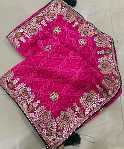 Jaipuri Bandhej Saree with Gotta Patti Work & Designer Blouse 19 Jaipuri Bandhej Saree with Gotta Patti Work & Designer Blouse - Image 10