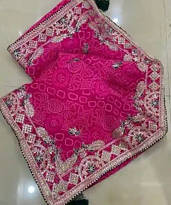 Jaipuri Bandhej Saree with Gotta Patti Work & Designer Blouse 17 Jaipuri Bandhej Saree with Gotta Patti Work & Designer Blouse - Image 8