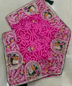 Jaipuri Bandhej Saree with Gotta Patti Work & Designer Blouse