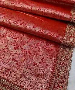 Karva Chauth Red Banarasi Jacquard Silk Saree with Designer Blouse 19 Karva Chauth Red Banarasi Jacquard Silk Saree with Designer Blouse - Image 10