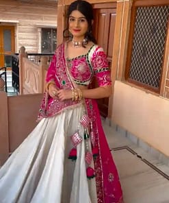 Navratri Special Roman Silk Heavy Embroidered Lehenga Choli with Dupatta