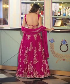 Naysha Silk Sequin & Thread Embroidered Lehenga Choli with Organza Dupatta 7 Naysha Silk Sequin & Thread Embroidered Lehenga Choli with Organza Dupatta - Image 3