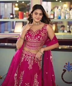 Naysha Silk Sequin & Thread Embroidered Lehenga Choli with Organza Dupatta 8 Naysha Silk Sequin & Thread Embroidered Lehenga Choli with Organza Dupatta - Image 4