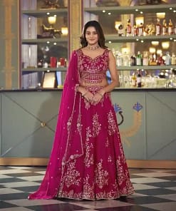 Naysha Silk Sequin & Thread Embroidered Lehenga Choli with Organza Dupatta