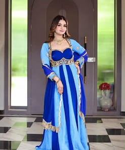 Fendy Silk Party Gown and Dupatta Set - Pink or Royal Blue 14 Fendy Silk Party Gown and Dupatta Set - Pink or Royal Blue - Image 7
