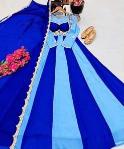 Fendy Silk Party Gown and Dupatta Set - Pink or Royal Blue 11 Fendy Silk Party Gown and Dupatta Set - Pink or Royal Blue - Image 4