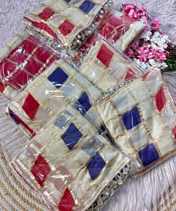 Off White Multicolour Checks Viscose Saree with Mirror Border 16 Off White Multicolour Checks Viscose Saree with Mirror Border - Image 8