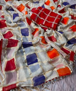 Off White Multicolour Checks Viscose Saree with Mirror Border 11 Off White Multicolour Checks Viscose Saree with Mirror Border - Image 3