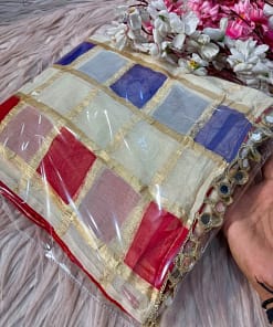 Off White Multicolour Checks Viscose Saree with Mirror Border 10 Off White Multicolour Checks Viscose Saree with Mirror Border - Image 2