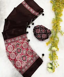 Crepe Gajji Silk Ajrakh Saree 8 Crepe Gajji Silk Ajrakh Saree - Image 2