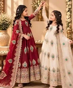 Kids Fendy Silk Embroidered Gown Set 15 Kids Fendy Silk Embroidered Gown Set - Image 4
