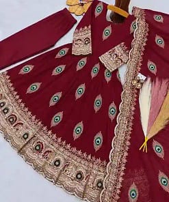 Kids Fendy Silk Embroidered Gown Set 14 Kids Fendy Silk Embroidered Gown Set - Image 3