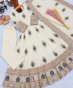 Kids Fendy Silk Embroidered Gown Set 13 Kids Fendy Silk Embroidered Gown Set - Image 2