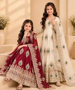 Kids Fendy Silk Embroidered Gown Set 20 Kids Fendy Silk Embroidered Gown Set - Image 9