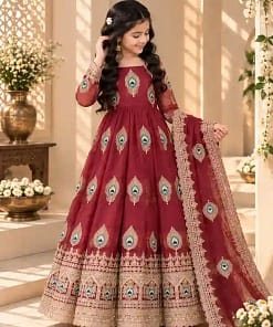 Kids Fendy Silk Embroidered Gown Set 17 Kids Fendy Silk Embroidered Gown Set - Image 6