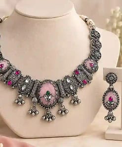 Oxidised Silver Necklace & Earring Set 34 Oxidised Silver Necklace & Earring Set - Image 16