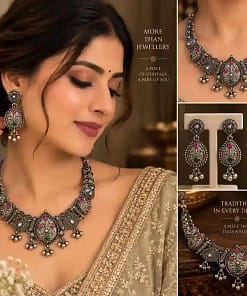Oxidised Silver Necklace & Earring Set 30 Oxidised Silver Necklace & Earring Set - Image 12