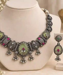 Oxidised Silver Necklace & Earring Set 22 Oxidised Silver Necklace & Earring Set - Image 4