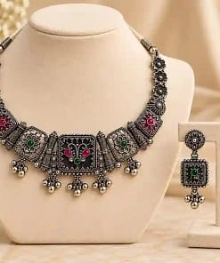 Oxidised Silver Necklace & Earring Set 24 Oxidised Silver Necklace & Earring Set - Image 6