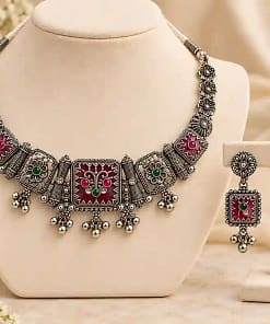 Oxidised Silver Necklace & Earring Set 25 Oxidised Silver Necklace & Earring Set - Image 7