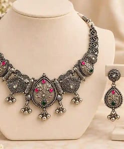 Oxidised Silver Necklace & Earring Set 26 Oxidised Silver Necklace & Earring Set - Image 8