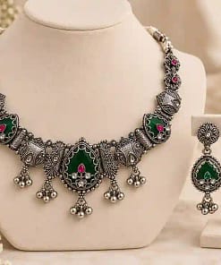 Oxidised Silver Necklace & Earring Set 27 Oxidised Silver Necklace & Earring Set - Image 9