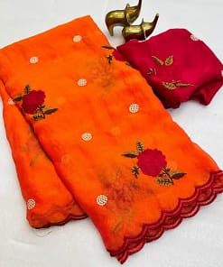 Embroidered Organza Feel Silk Saree 17 Embroidered Organza Feel Silk Saree - Image 9