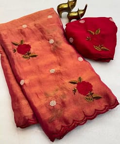 Embroidered Organza Feel Silk Saree 15 Embroidered Organza Feel Silk Saree - Image 7