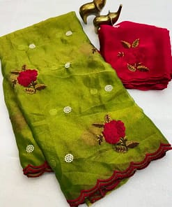 Embroidered Organza Feel Silk Saree 13 Embroidered Organza Feel Silk Saree - Image 5