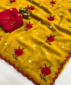 Embroidered Organza Feel Silk Saree 12 Embroidered Organza Feel Silk Saree - Image 4