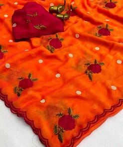 Embroidered Organza Feel Silk Saree 10 Embroidered Organza Feel Silk Saree - Image 2