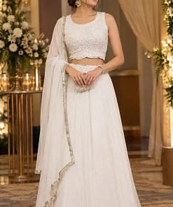 All-White Hand-Embroidered Lehenga Set