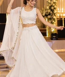 All-White Hand-Embroidered Lehenga Set 5 All-White Hand-Embroidered Lehenga Set - Image 3