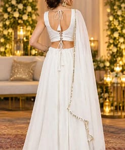 All-White Hand-Embroidered Lehenga Set 4 All-White Hand-Embroidered Lehenga Set - Image 2
