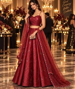 Stunning Red Tube Blouse Lehenga Set