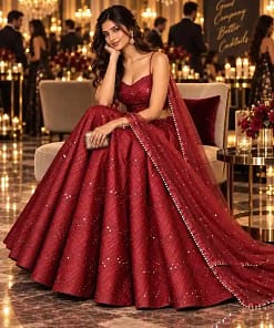 Red Tube Blouse Lehenga Set 9 Red Tube Blouse Lehenga Set - Image 4