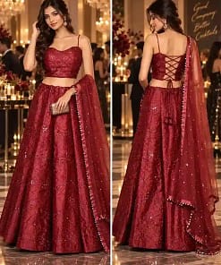 Alternative view of Stunning Red Tube Blouse Lehenga Set