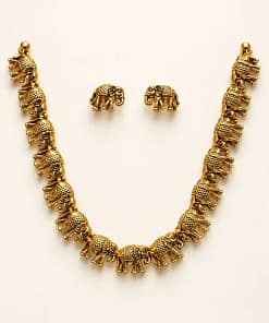 Traditional Gold Plated Necklace Set with Earrings 17 Traditional Gold Plated Necklace Set with Earrings - Image 6