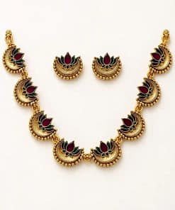 Traditional Gold Plated Necklace Set with Earrings