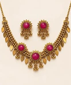 Traditional Gold Plated Necklace Set with Earrings 21 Traditional Gold Plated Necklace Set with Earrings - Image 10