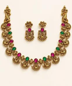 Traditional Gold Plated Necklace Set with Earrings 19 Traditional Gold Plated Necklace Set with Earrings - Image 8