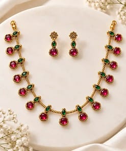 Traditional Gold Plated Necklace Set with Earrings 18 Traditional Gold Plated Necklace Set with Earrings - Image 7