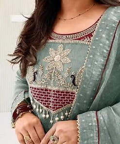 Trending A-Line Cut Salsa Silk 3-Piece Set 25 Trending A-Line Cut Salsa Silk 3-Piece Set - Image 8