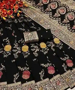 Black Banarasi Pre-Draped Saree 7 Black Banarasi Pre-Draped Saree - Image 4
