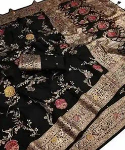 Black Banarasi Pre-Draped Saree 5 Black Banarasi Pre-Draped Saree - Image 2